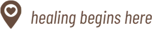Heart map pin with text "Healing Begins Here"